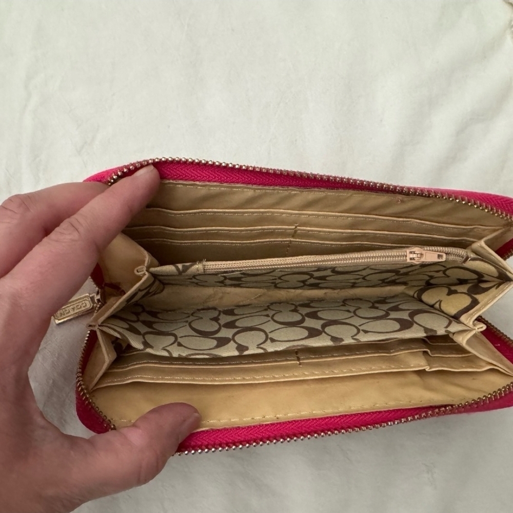 Coach Signature Brown and Pink Wallet - Picture 2 of 3